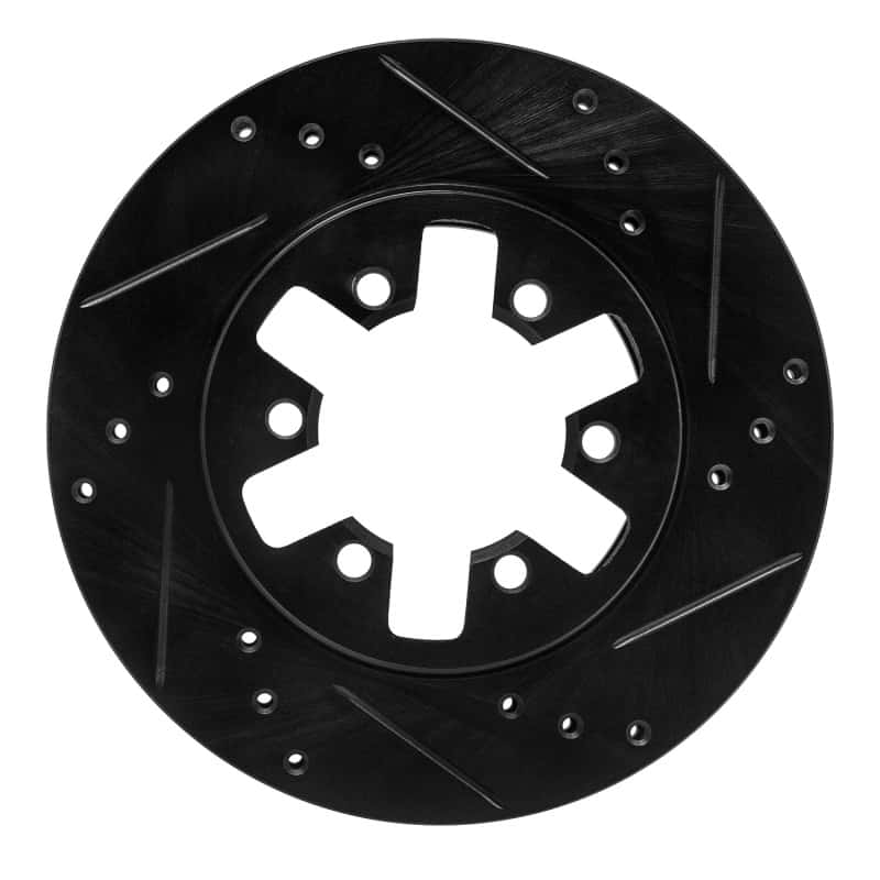 R1 Concepts — R1 85-12 Nissan D21 Pickup RWD (4 Cyl Excl HD) Front Right Drilled & Slotted Black Brake Rotor
R1 Brake Rotor Drill - view 1