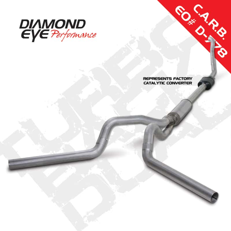 Diamond Eye Performance — Diamond Eye KIT 4in Turbo Back DUAL AL: 94-97 FORD 7.3L F250/F350 PWRSTROKE NFS W/ CARB EQUIV STDS
KIT; 4in.; TBDL; AL: - view 3
