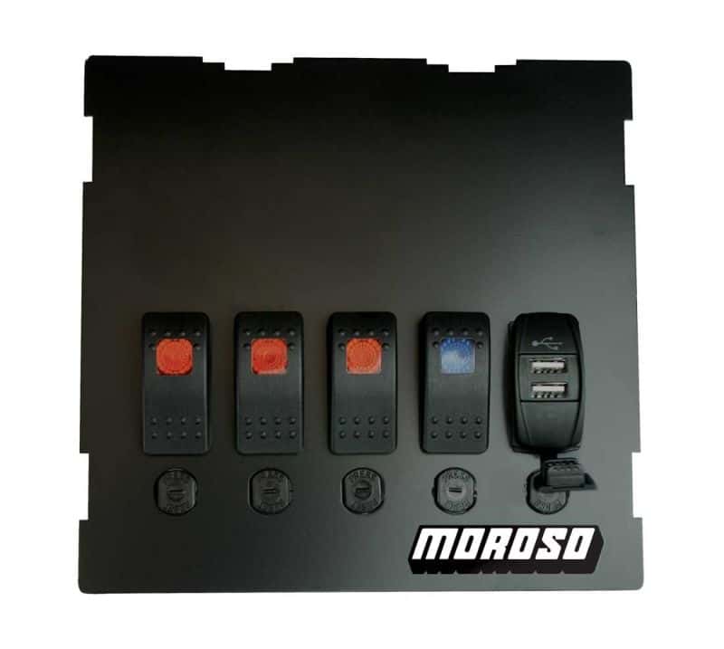 Moroso — Moroso 99-04 Mazda Miata NB Radio/HVAC Pocket Block Off Plate With Switches - view 2