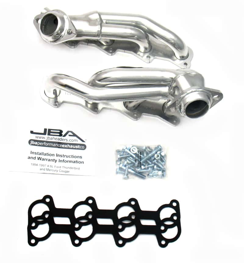 JBA — JBA 94-97 Ford Thunderbird 4.6L 2V 1-1/2in Primary Silver Ctd Cat4Ward Header
Exhaust Header - view 1
