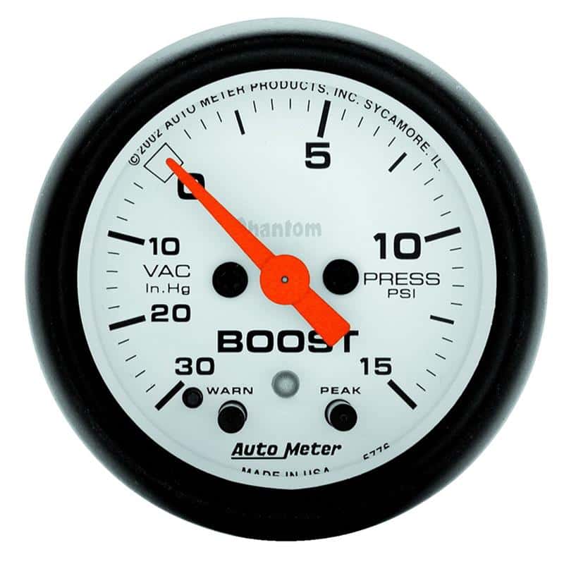 AutoMeter — Autometer Phantom 52mm 30 in Hg-Vac/15PSI FS Electronic Vacuum/Boost w/ Peak Memory & Warning Gauge
2" BOOST-VAC, 30" - view 2