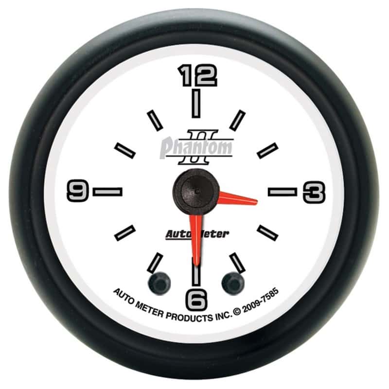 AutoMeter — Autometer Phantom II 2-1/16in 12HR Analog Clock Gauge
2" CLOCK, ILLUMINATE - view 1