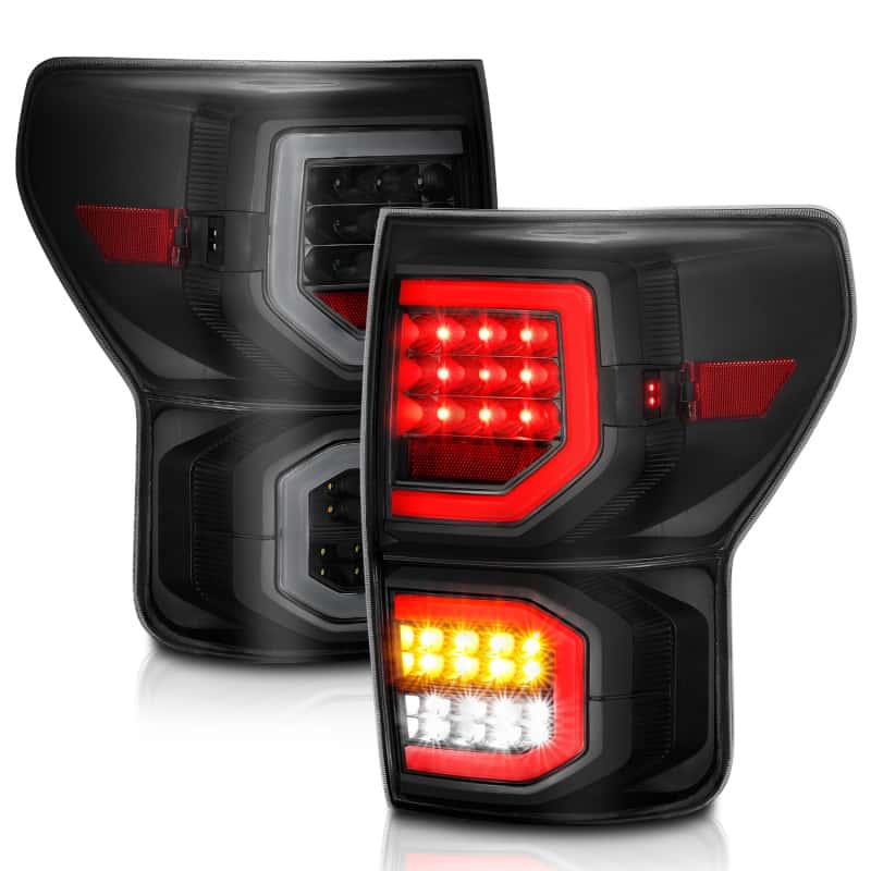 ANZO — ANZO 2007-2013 Toyota Tundra LED Taillights Plank Style Black w/Smoke Lens - view 7