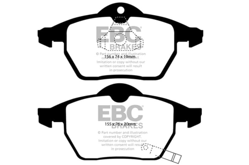 EBC — EBC 99-02 Saab 9-3 2.0 Turbo Ultimax2 Front Brake Pads
Disc Brake Pad - view 1
