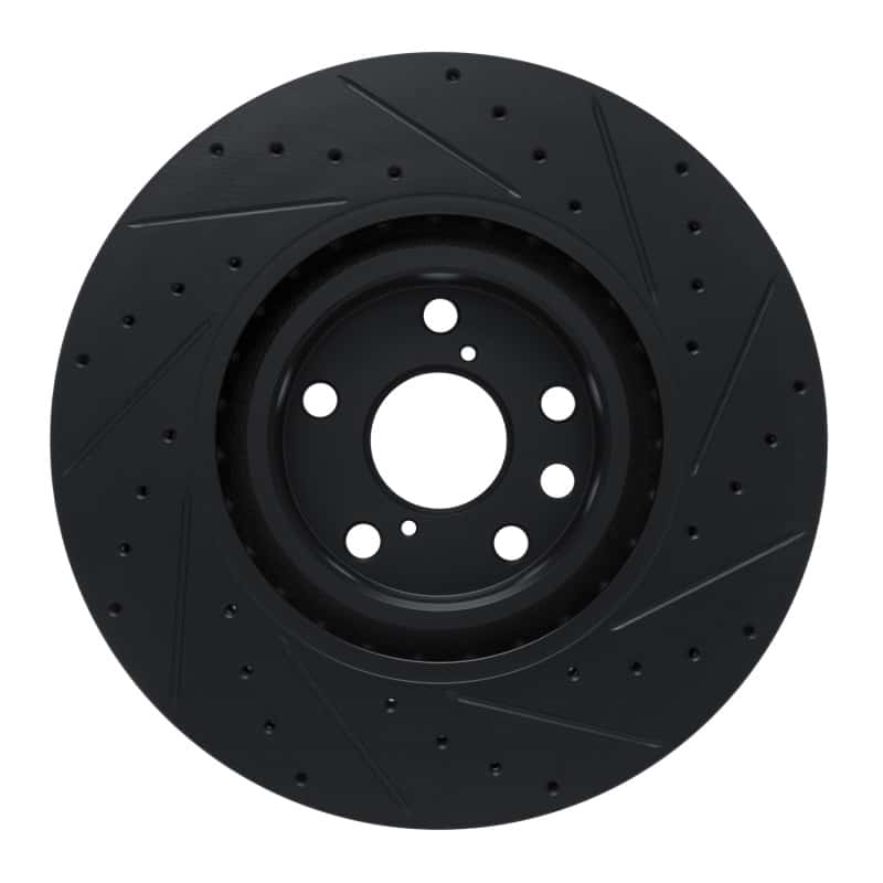 R1 Concepts — R1 11-25 Lexus IS200T Left Front Drilled & Slotted Black Brake Rotor - view 5