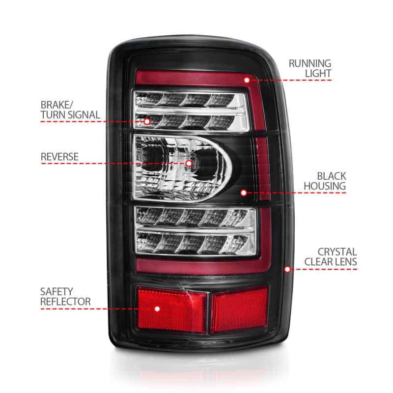 ANZO — ANZO 2000-2006 Chevrolet Tahoe LED Tail Lights w/ Clear Lens Black Housing - view 8