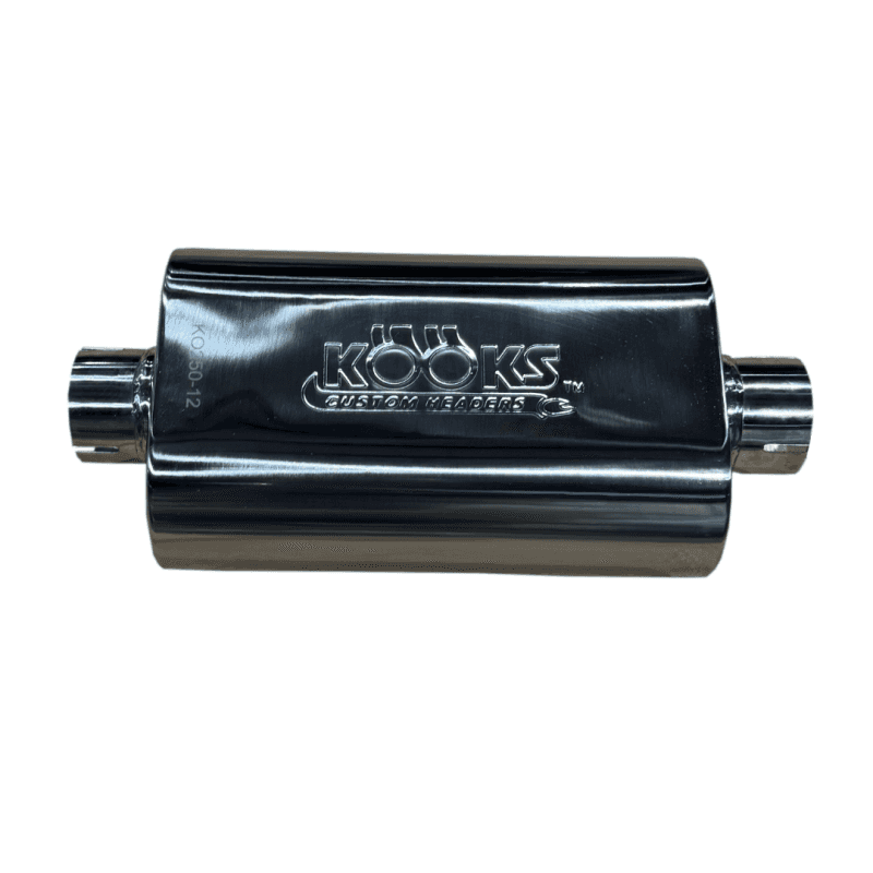 Kooks Headers — Kooks 2.5in Oval Clamp In Muffler 12in Long Body Polished Stainless Steel
2-1/2in. Oval Muffle
2-1/2" Oval Muffler - view 4