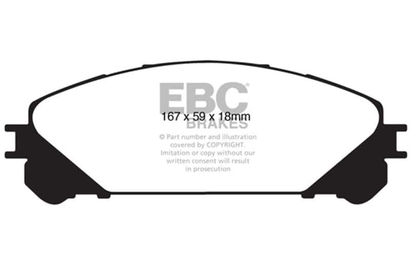EBC — EBC 15+ Lexus NX200t 2.0 Turbo Redstuff Front Brake Pads
Disc Brake Pad - view 1