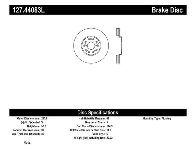 Stoptech — StopTech 93-05 Lexus GS300/GS350/GS400/GS430/GS450H / 00-05 Lexus IS300 / 93-94 Lexus LS400/LS430/L
Disc Brake Rotor
Slot/Drill Rotor - view 3
