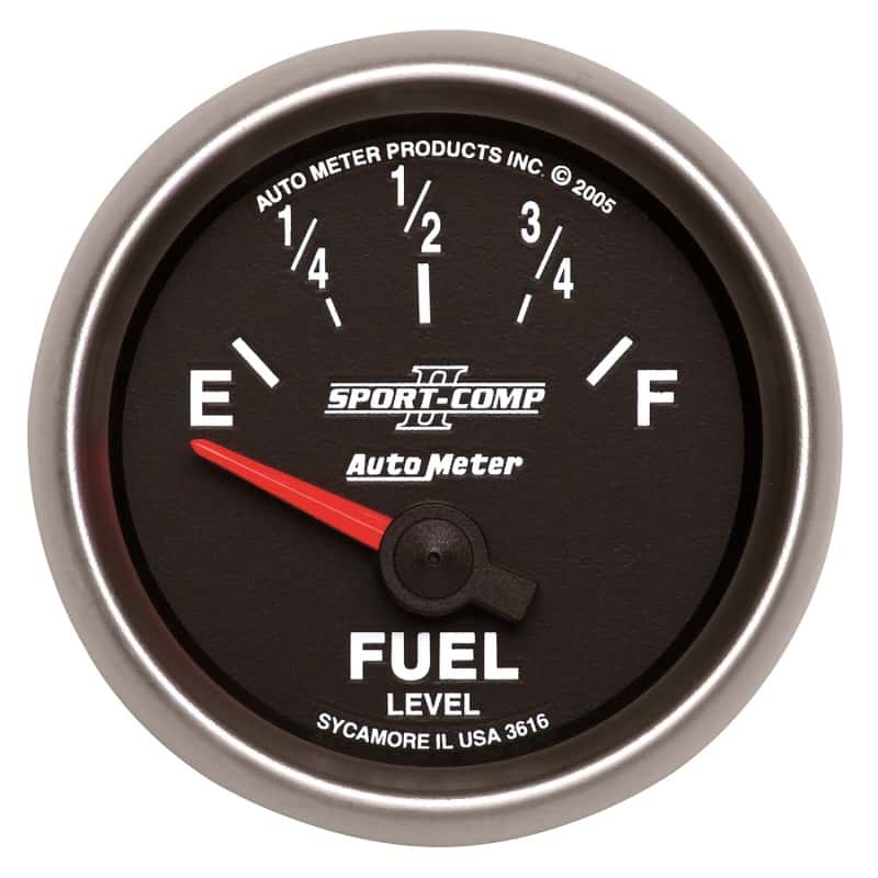 AutoMeter — Autometer Sport-Comp II 52mm 240-33 ohms Short Sweep Electronic Fuel Level Gauge
2-1/16" FUEL LEVEL, - view 1