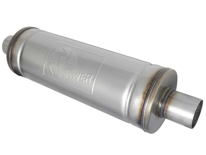 aFe — aFe MACH Force-Xp 409 SS Muffler 2.5in Center/Center 18in L x 6in Dia - Round Body
Stainless Muffler - view 1
