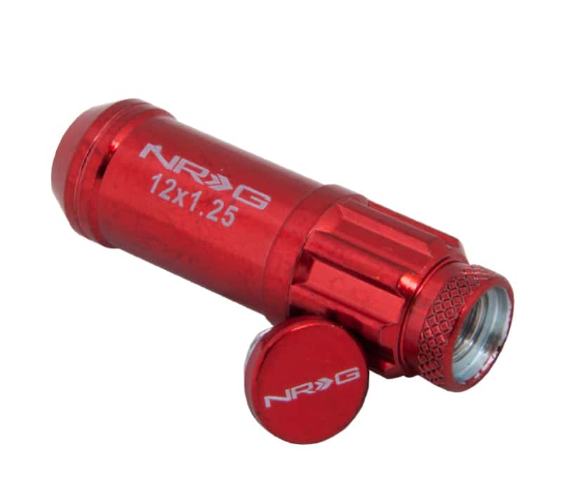 NRG — NRG 700 Series M12 X 1.25 Steel Lug Nut w/Dust Cap Cover Set 21 Pc w/Locks & Lock Socket - Red - view 3