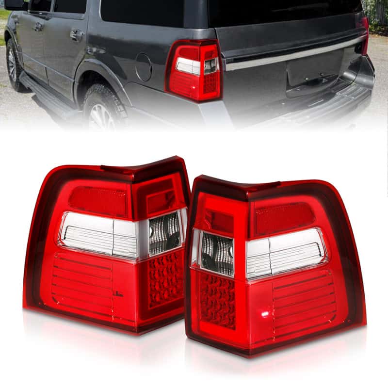 ANZO — ANZO 07-17 For Expedition LED Taillights w/ Light Bar Chrome Housing Red/Clear Lens - view 2