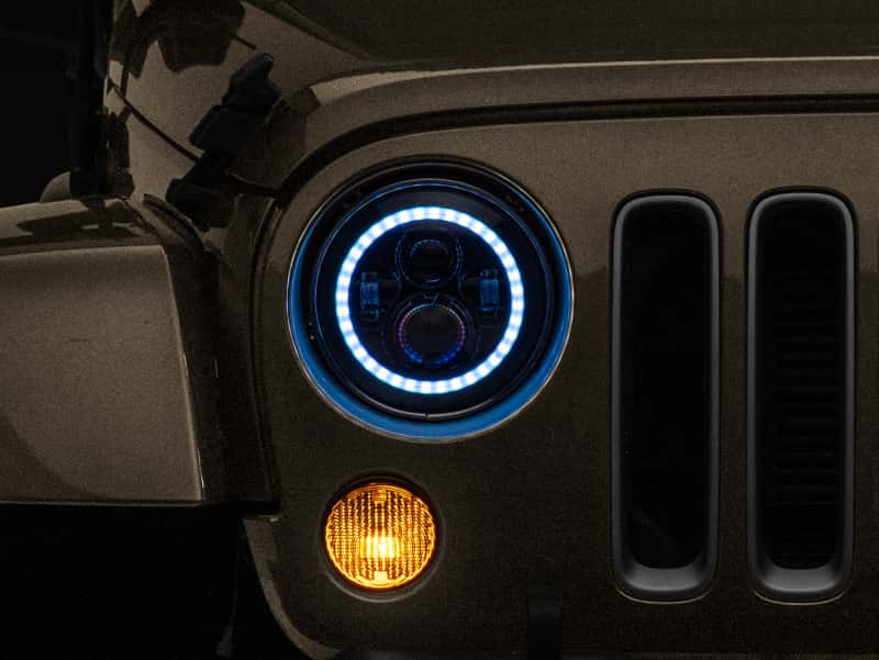 Raxiom — Raxiom 97-18 Jeep Wrangler TJ/JK Axial 7-Inch LED Headlights w/RGB Halo- Blk Hsng (Clear Lens)
Headlights - view 3