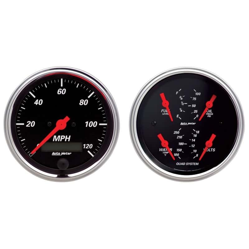 AutoMeter — AutoMeter Gauge Kit 2 Pc. Quad & Speedometer 3-3/8in. Designer Black
GA KT 3.4" QD/SPD DB - view 2