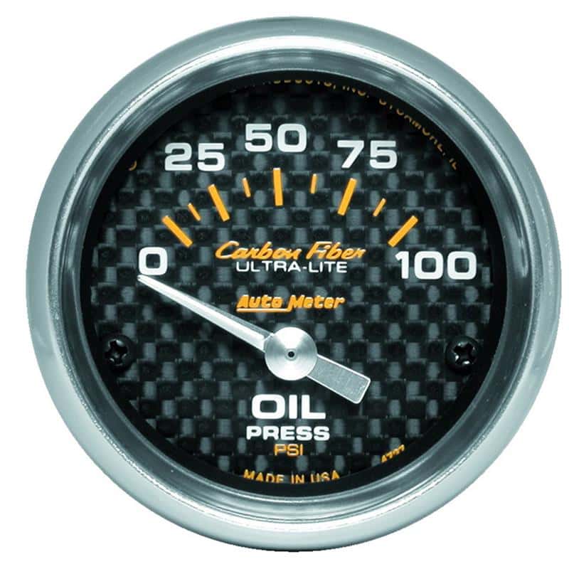 AutoMeter — Autometer Carbon Fiber 52mm 100 PSI Electronic Oil Pressure Gauge
GA 2" OILP ELEC CF - view 1