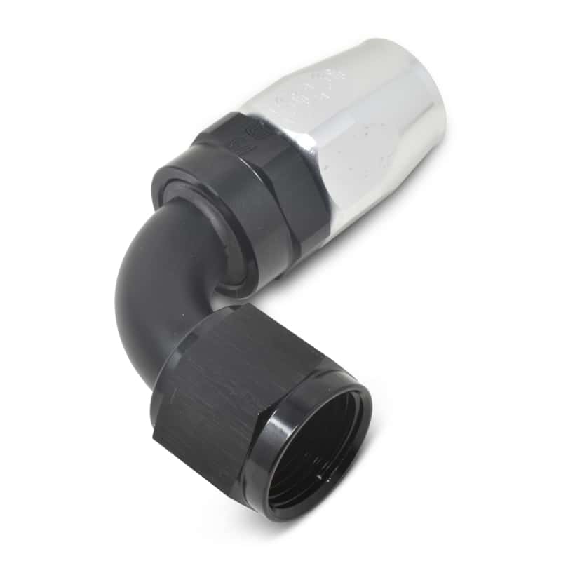 Russell — Russell Performance -8 AN Black/Silver 90 Degree Full Flow Hose End
Hose Fitting - view 6