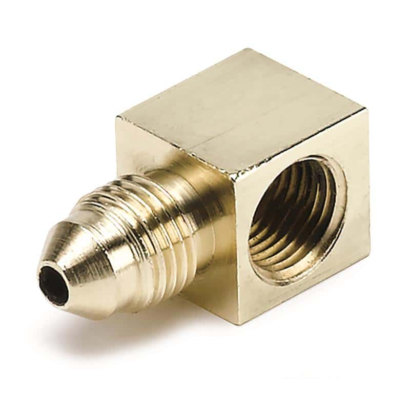 AutoMeter — AutoMeter Fitting Adapter 90 Deg. 1/8in. NPT Female To -3AN Male Brass
90 FIT 1/8 NPT - 3AN - view 2