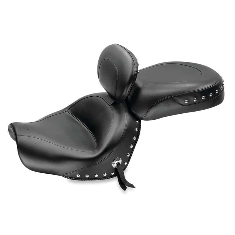 Mustang Motorcycle — Mustang 09-17 Yamaha V-Star 950, 950 Tourer Std Touring 2PC Seat w/Driver Backrest Studs - Black - view 2