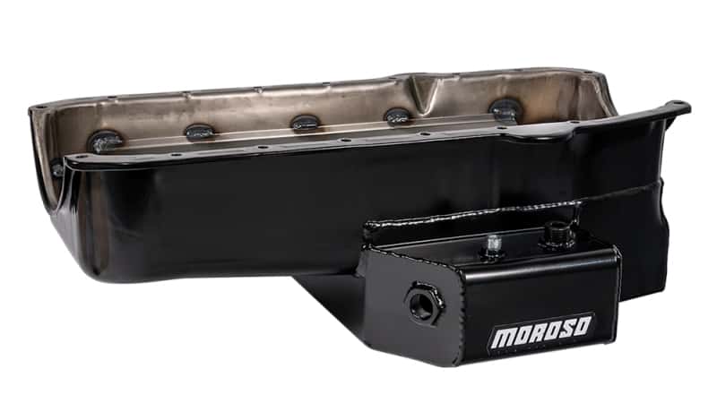 Moroso — Moroso 80-85 Chevy SBC/Dart (w/2 Pc Seal/Low Clearance) Wet Sump 7qt 7in Steel Oil Pan - Black - view 4