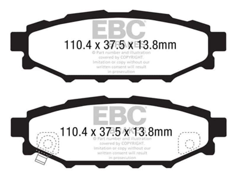 EBC — EBC 12+ Subaru BRZ 2.0 (solid rear rotors) Yellowstuff Rear Brake Pads
Disc Brake Pad - view 1