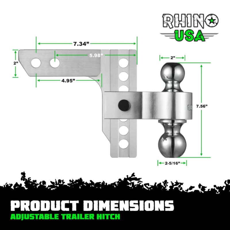 Rhino USA — Rhino USA 6In Heavy Duty Drop Hitch - 2In (Silver)
Ball Mount - view 3