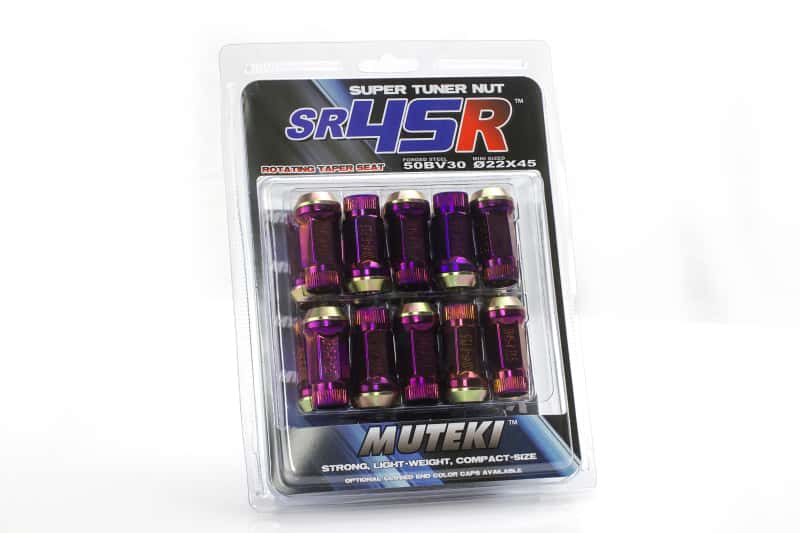 Wheel Mate — Wheel Mate Muteki HR38 Open End Lug Nuts 12x1.50 Black Chrome / Yellow Ring - view 2