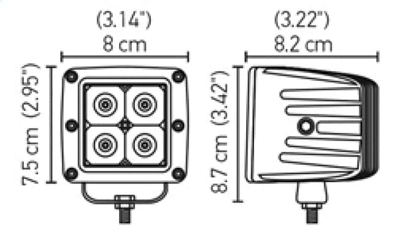 Hella — Hella HVF Cube 4 LED Off Road Kit - 3.1in 12W Spot Beam
Auxiliary Light - view 5