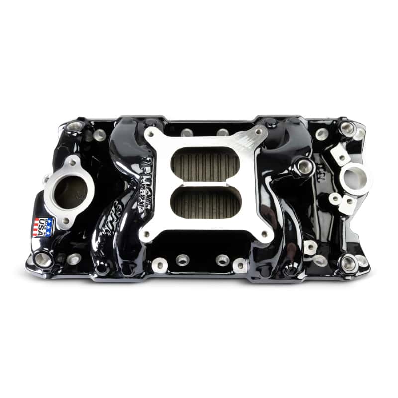 Edelbrock — Edelbrock Chevy Small Block Performer RPM AIR-Gap Intake Manifold Black Plasma Finish - view 1