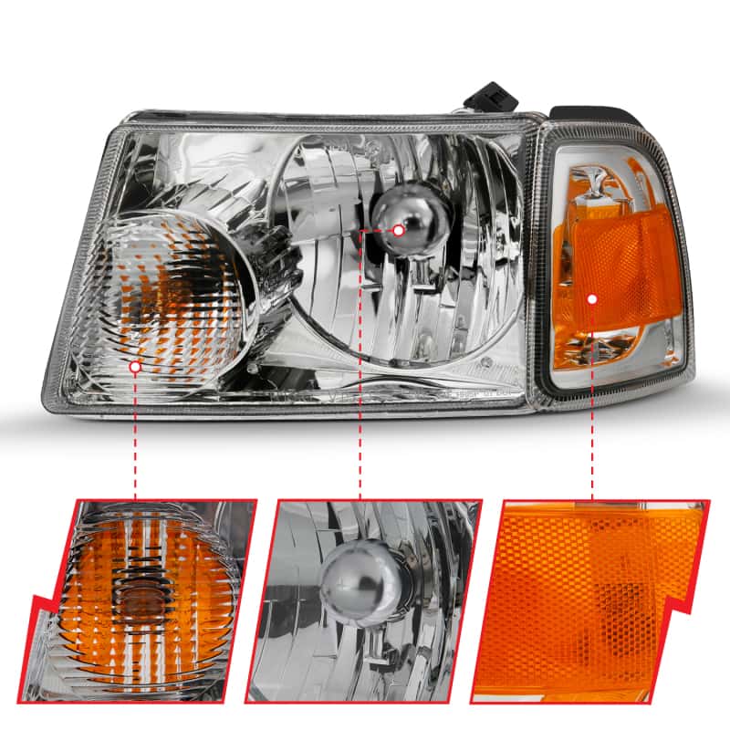 ANZO — ANZO 2001-2011 Ford Ranger Crystal Headlight Chrome w/Corner Lights (OE Replacement)
Head Light Set
HdLtSet - view 8
