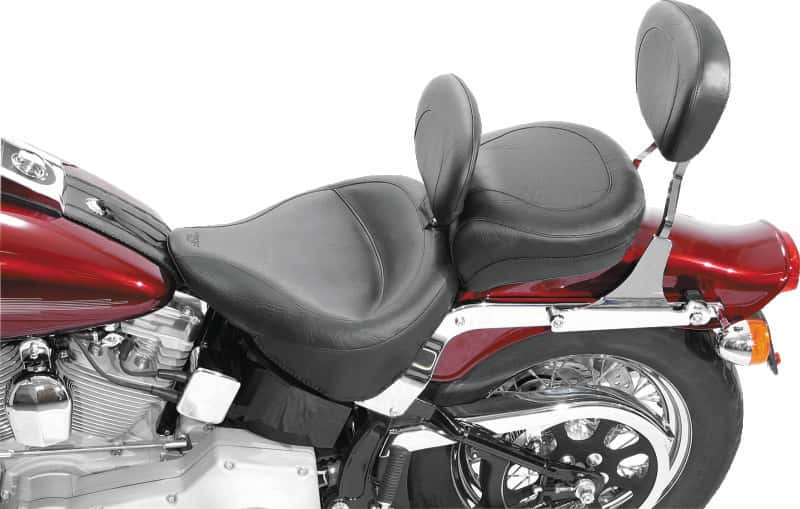 Mustang Motorcycle — Mustang 00-15 Harley Softail Standard Rear Tire Wide Touring Solo Seat w/Driver Backrest - Black - view 3