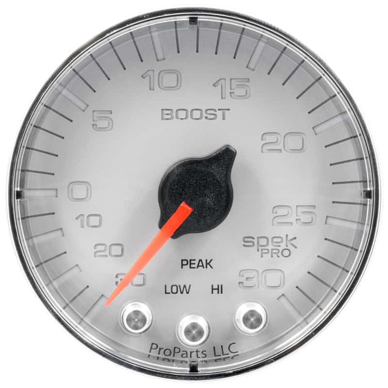 AutoMeter — Autometer Spek-Pro Gauge Vac/Boost 2 1/16in 30Inhg-30psi Stepper Motor W/Peak & WarnSilver/Chrome
GA 2" BST 30 SFC SPK - view 1