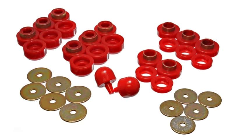 Energy Suspension — Energy Suspension 97-06 Jeep Wrangler YJ & TJ Red Body(cab) Mount Set
BodyMntBshKt - view 2