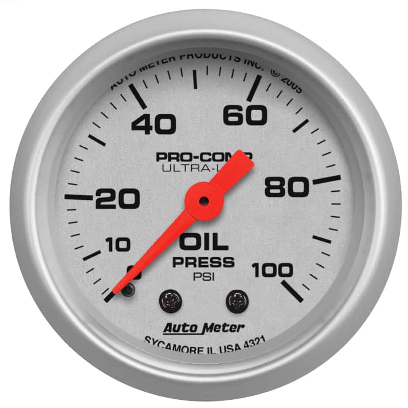 AutoMeter — Autometer Ultra-Lite 52mm 0-100 PSI Mechanical Oil Pressure Gauge
2" OIL PRESS, 0-100 - view 1