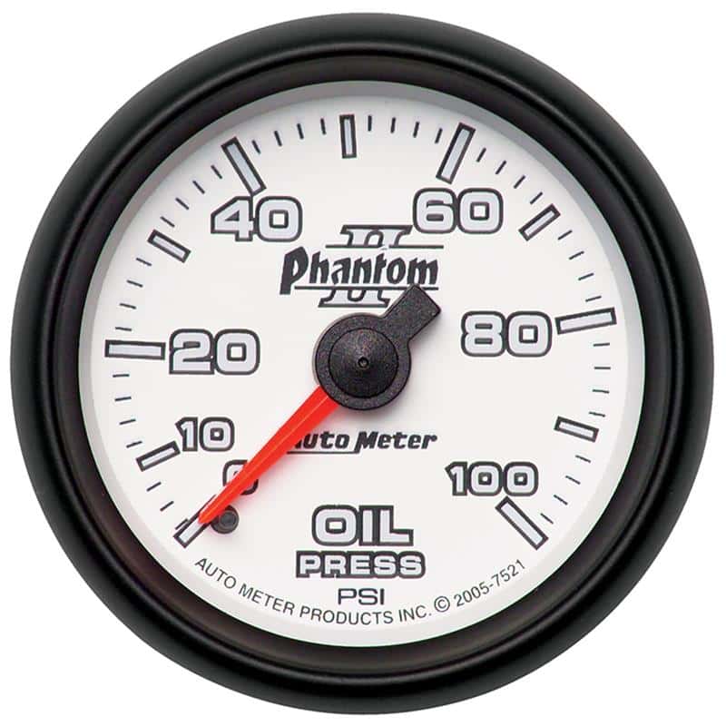 AutoMeter — Autometer Phantom II 52.4mm Mechanical 0-100psi Oil Pressure Gauge
2-1/16" OIL PRESS, 0 - view 2