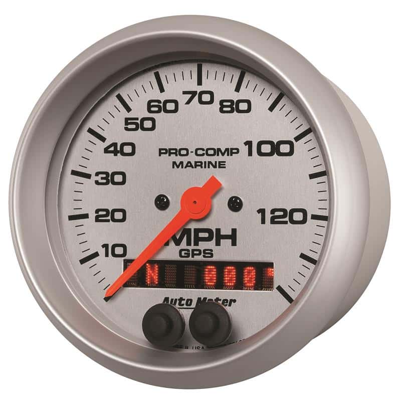 AutoMeter — Autometer Marine Silver 3-3/8in. 140MPH GPS Speedometer Gauge
3.4" SPD GPS 140 MS - view 2