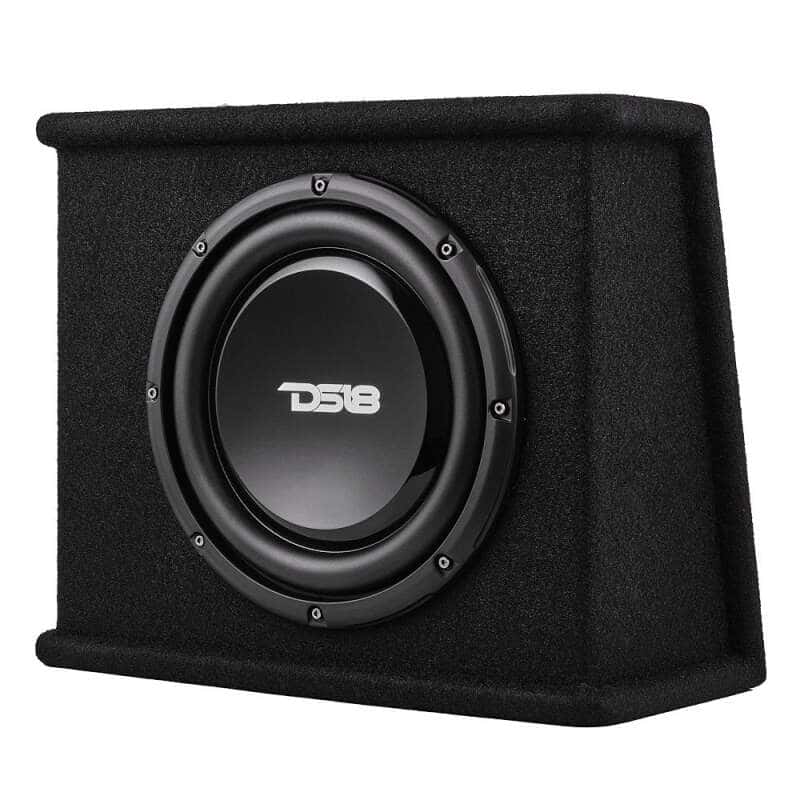 DS18 — DS18 Single 10in Shallow Subwoofer and Enclosure 350 Watts RMS Amplified Sealed Black Carpet - view 3