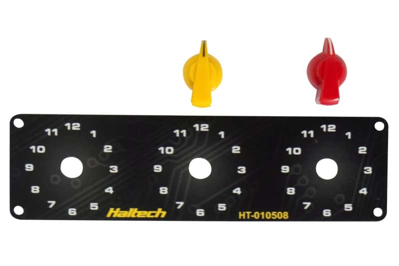 Haltech — Haltech Triple Switch Panel Kit w/Yellow & Red Knobs
Accessories - view 2