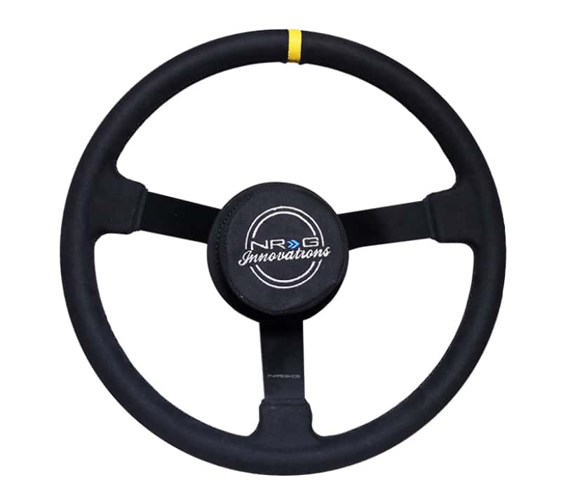 NRG — NRG Reinforced Steering Wheel (380mm) Nascar/ Alcantara 3 Spoke w/ NRG Logo/ Removable Crushed Pad - view 1
