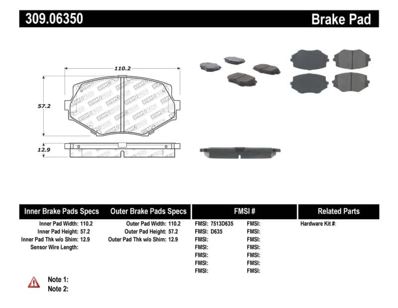 Stoptech — StopTech Performance 94-97/99-05 Miata w/Normal Suspension Front Brake Pads D635
Sprt Brk Pad W/Hdwr - view 8