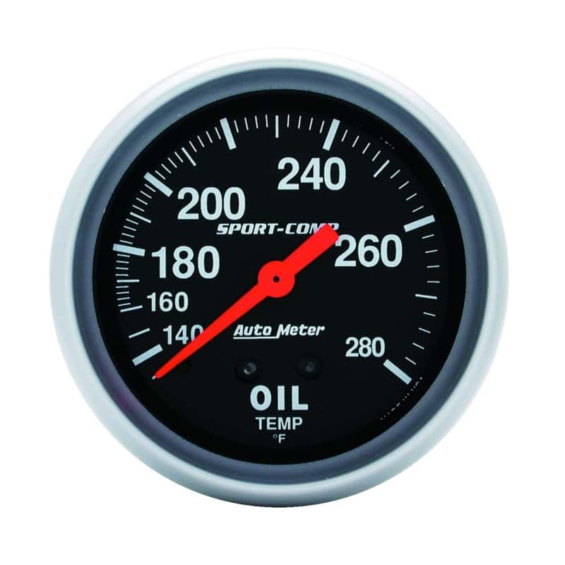 AutoMeter — Autometer 2-5/8in 140-280 Degree F Mechanical 12ft Oil Temp Sport-Comp Gauge
2-5/8" OIL TEMP, 140 - view 1