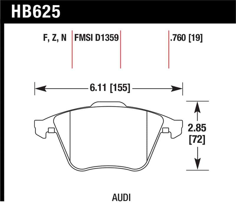 Hawk Performance — Hawk 2001-2010 Audi S3 European HPS 5.0 Front Brake Pads
Disc Brake Pad - view 1