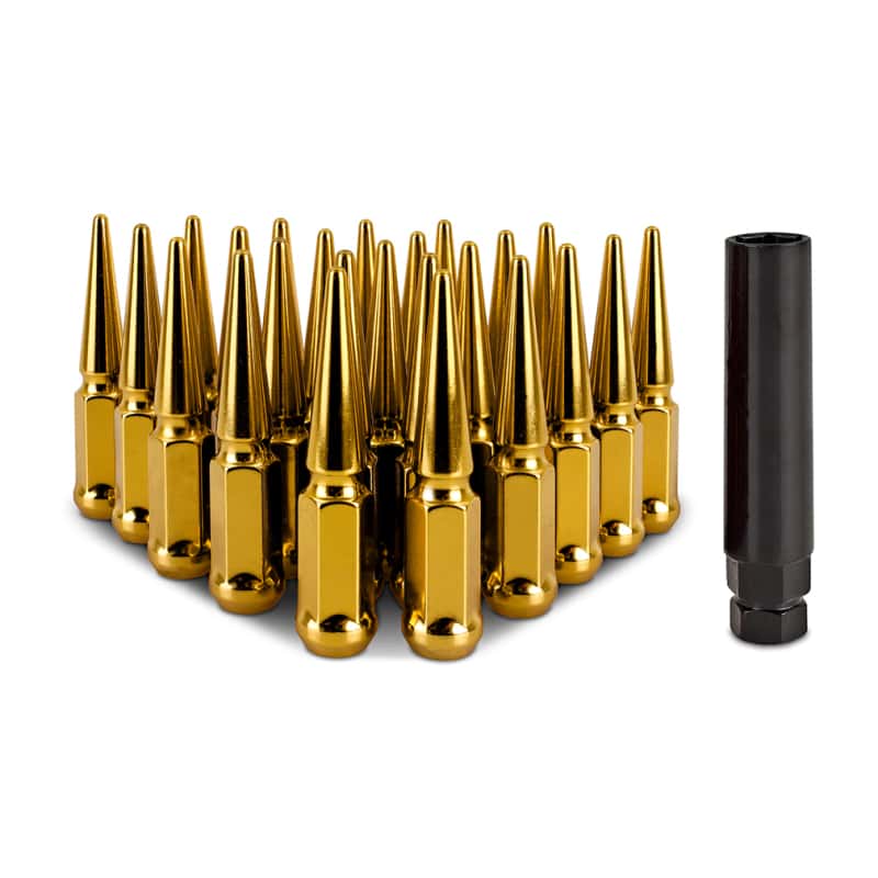Mishimoto — Mishimoto Mishimoto Steel Spiked Lug Nuts M12 x 1.5 24pc Set Gold
Spiked Lug Nuts - view 1