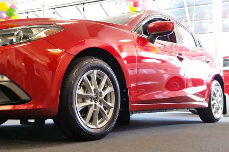 Rally Armor — Rally Armor 14-18 Mazda3 Red UR Mud Flap w/White Logo
Mud Flap - view 2