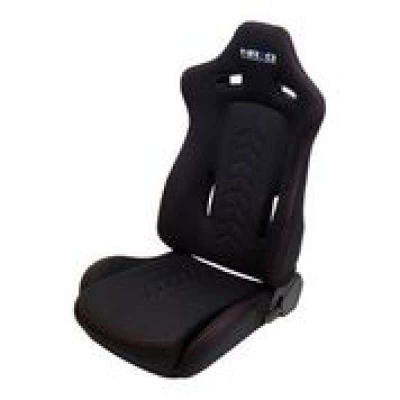 NRG — NRG Sport Seats (Pair) Cloth w/NRG Logo & NRG Arrow Cushion Imprint - Black w/Red Stitch - view 3
