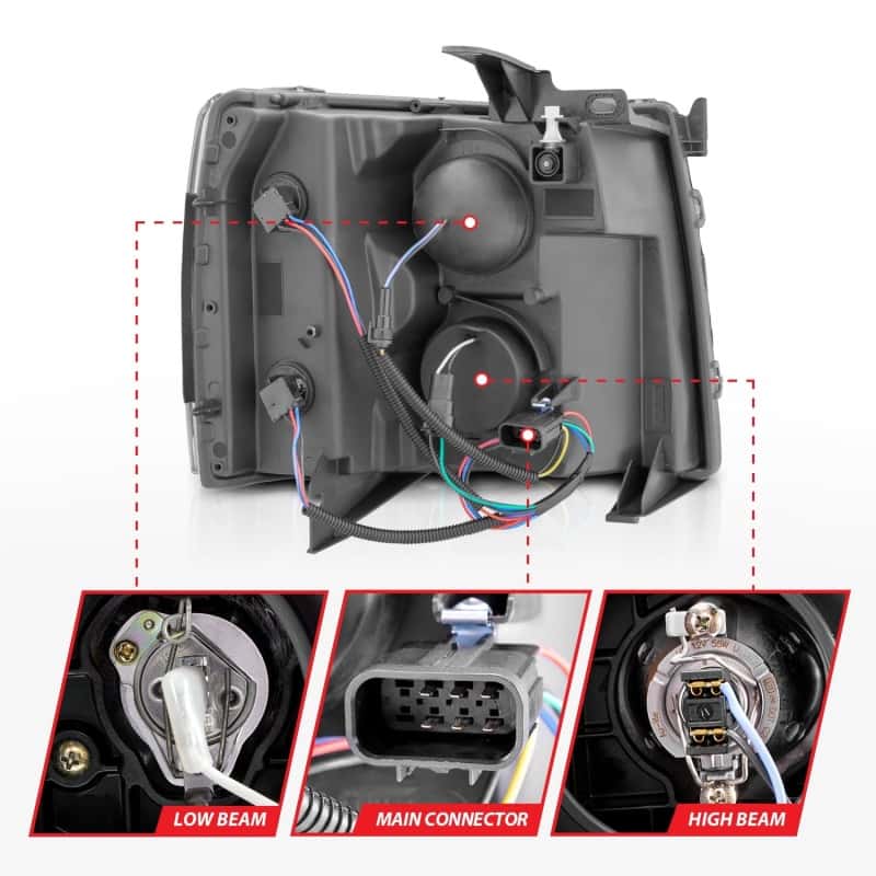 ANZO — ANZO 2007-2013 Chevrolet Silverado 1500 Projector w/ Light Bar Chrome Housing w/ Sequential
Head Light Set
HdLtSet - view 7