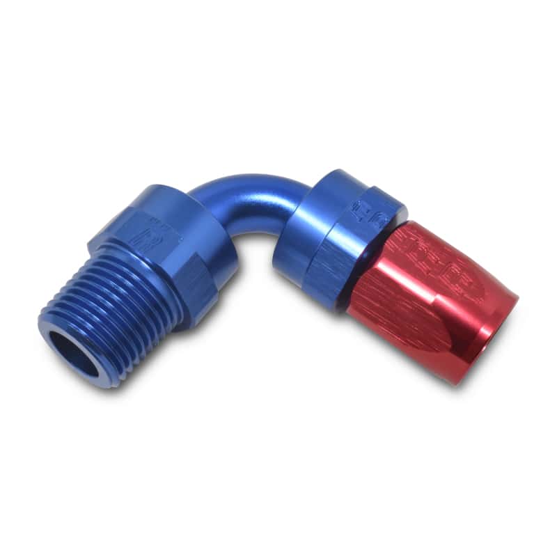 Russell — Russell Performance -6 AN Red/Blue 90 Degree Full Flow Swivel Pipe Thread Hose End (With 1/8in NPT)
Hose Fitting - view 4