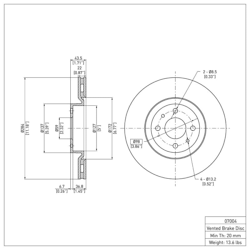 DFC — DFC 12-19 Fiat 500E Front GeoSPEC Coated Rotor
DFC Brake Rotor - view 2