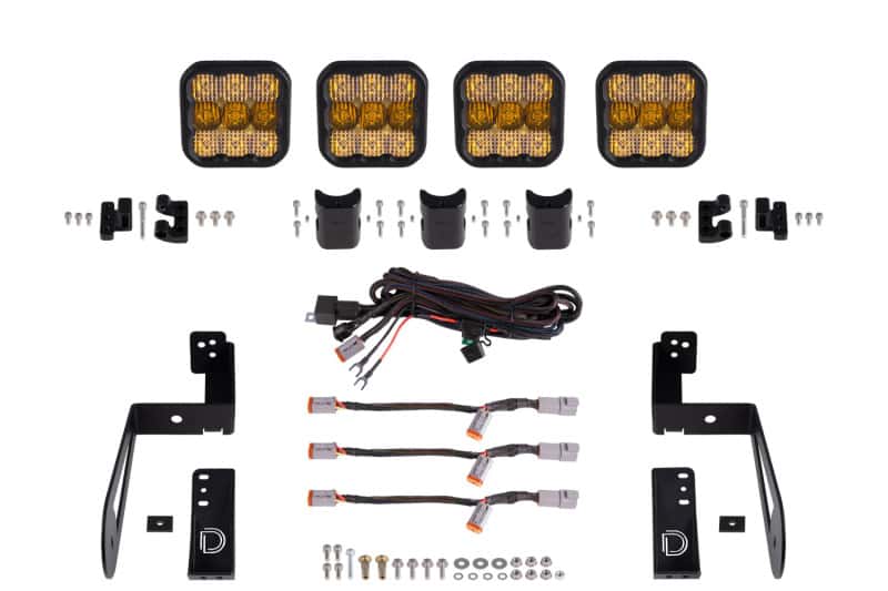 Diode Dynamics — Diode Dynamics Jeep JK SS5 4-Pod CrossLink Grille Lightbar Kit Sport - Yellow Combo - view 1