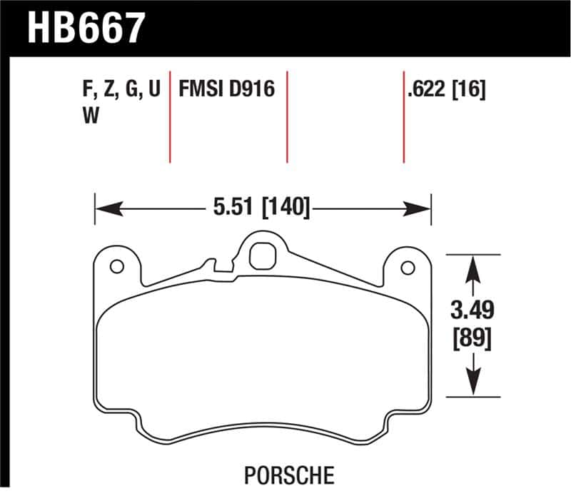 Hawk Performance — Hawk 02-05 Porsche 911 Carrera 4 Turbo Look/Carrera 4S Front DTC-60 Brake Pads
Disc Brake Pad - view 1